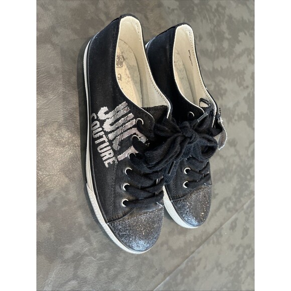 Juicy Couture Logo Sneakers Y2K Bling Black Sz 9.5 - Picture 3 of 13